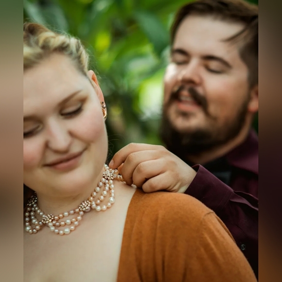 scalloped pearl necklace and bracelet set - Picture 1 of 4